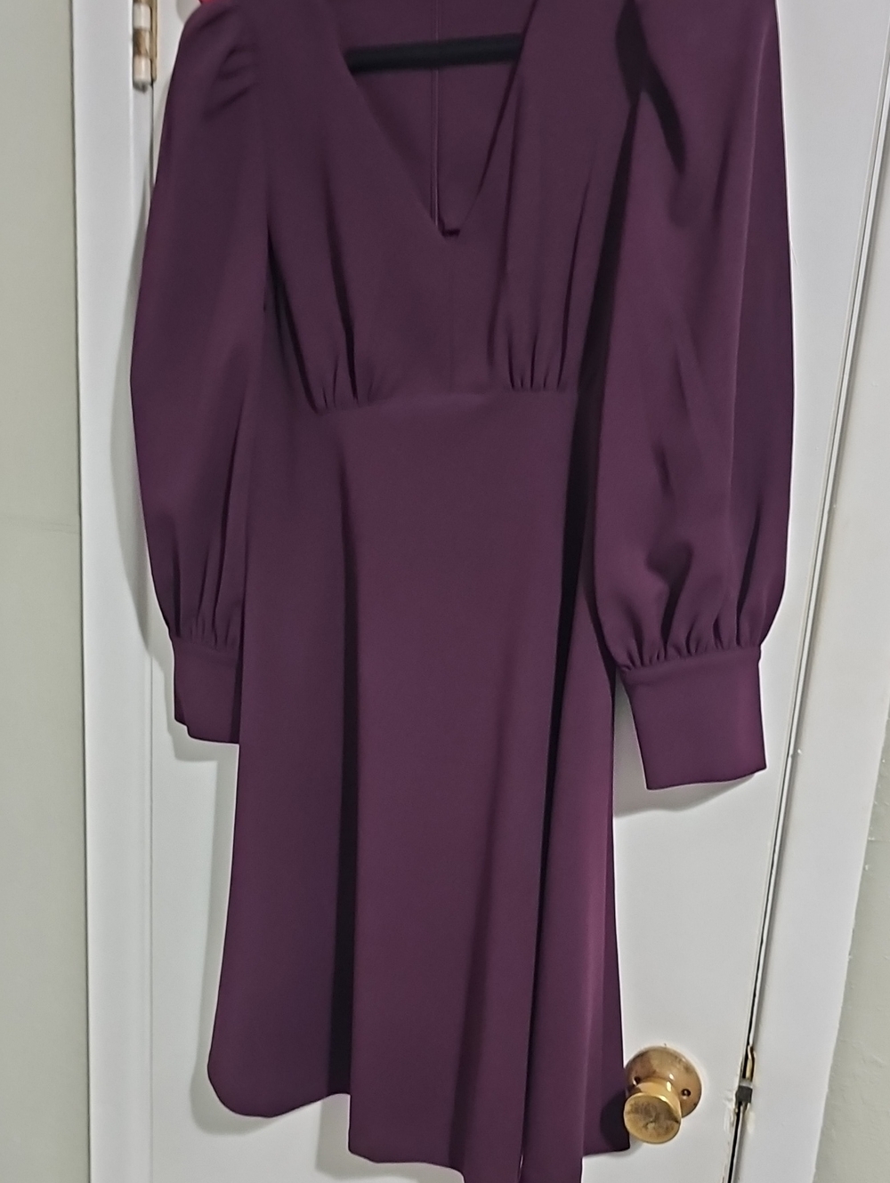 Calvin Klein Deep Plum V-Neck Long Sleeve Dress